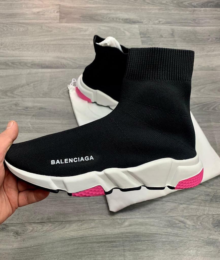 BALENCiAGA SPEED RACER LOGO HiGH TRAiNER BLACK